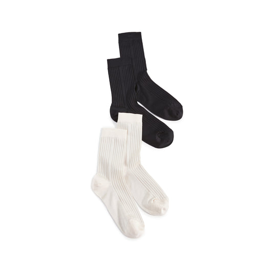 Classic Silky Rib Crew Socks - Set of 2