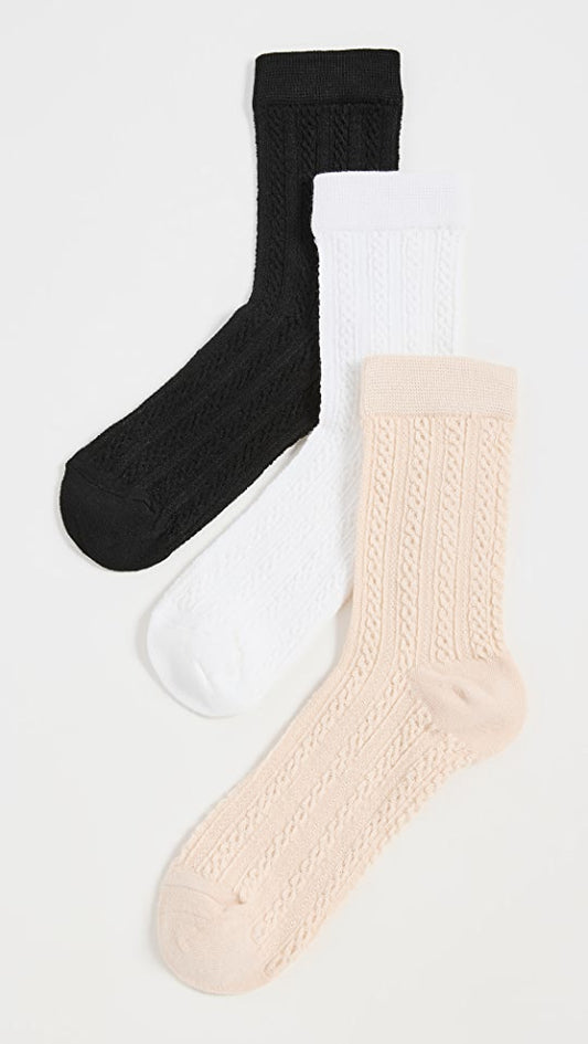 Cable Knit Crew Socks
