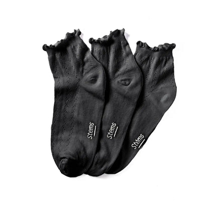 3 Pack Pointelle Mid Crew Socks