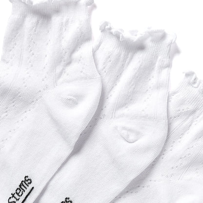 3 Pack Pointelle Mid Crew Socks