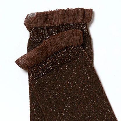 Soft Ruffle Metallic Socks