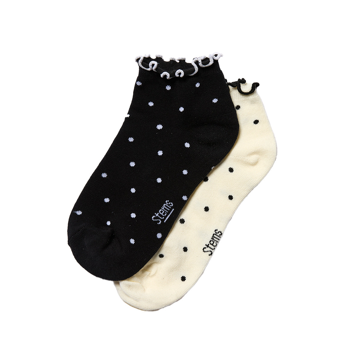 2-PACK DOT RUFFLE ANKLE SOCKS