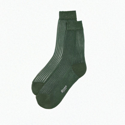 Fine Ribbed Metallic Crew Sock