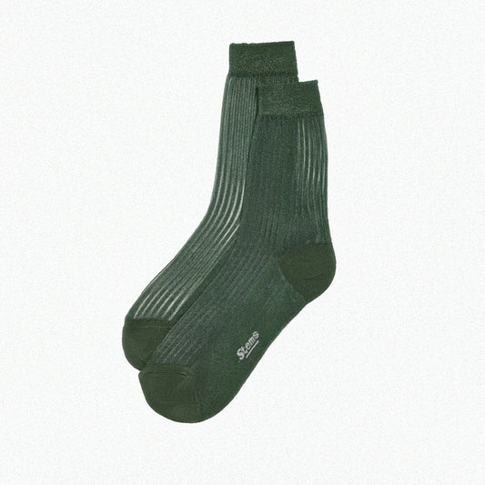 Fine Ribbed Metallic Crew Sock