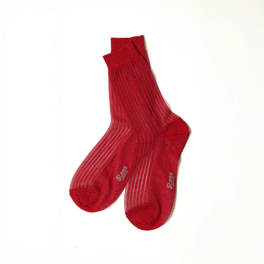 Fine Ribbed Metallic Crew Sock