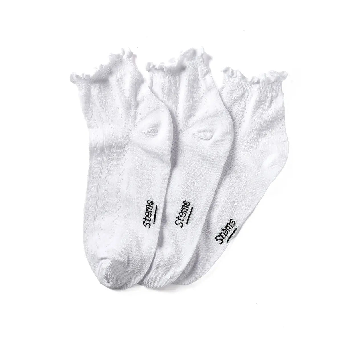 3 Pack Pointelle Mid Crew Socks