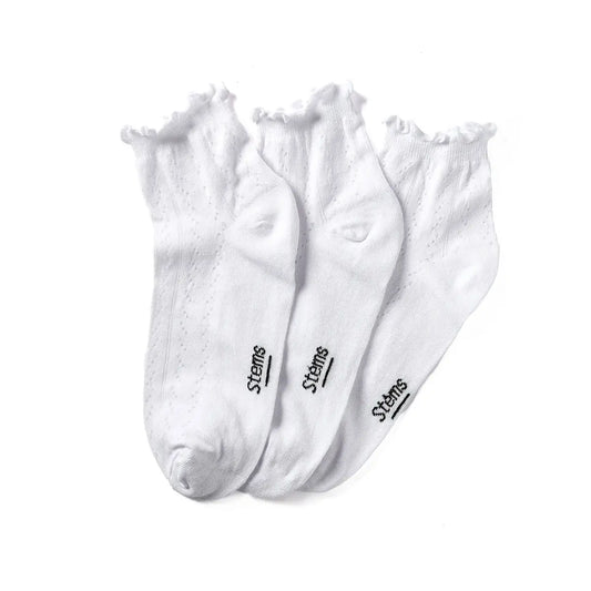 3 Pack Pointelle Mid Crew Socks