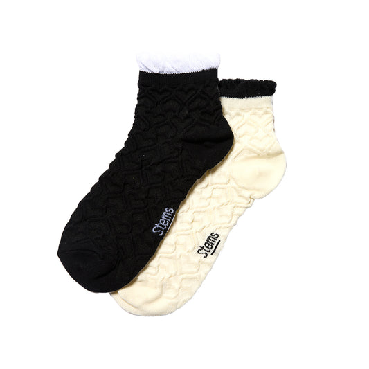 2-PACK RUFFLE HEART ANKLE SOCKS