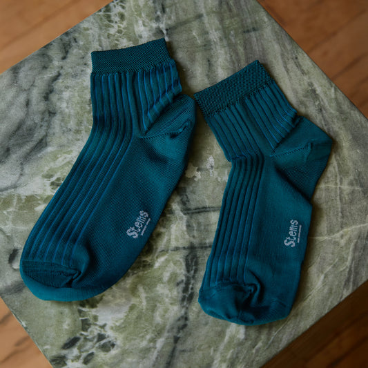 Silky Rib Quarter Socks